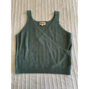 Pepin Faux Wrap Tank Sleeveless Sweater Large Cream Boho Hippie Festival Casual